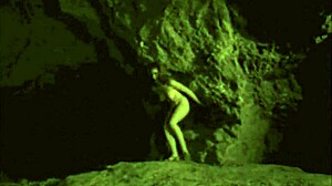 Vintage Halloween porn with hairy pussy in retro style