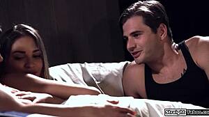 Stepmom and Stepson Share a College Girl in Wild Threesome Action