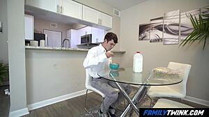 First day school threesome with muscular men