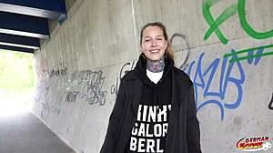 german scout picks up tattoo model lisa for casting