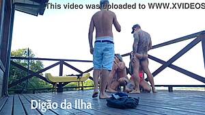 Curvy redhead banged on balcony