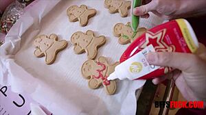 Blonde best friends in Christmas gangbang.