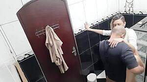 Blackmailing leads to rough sex in public restroom encounter