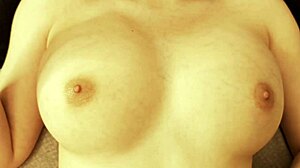 damn, cutie massages slippery tits and jerks off hard!