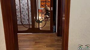 stepson filled his stepmom pussy with sperm before halloween