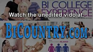 Bisexual man pounds babe hard in wild 3some rimjob orgy action.