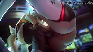 d va mercy and widowmaker perform lesbian deflowering with licking