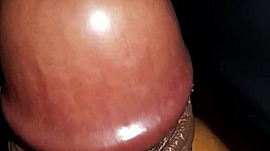 Black Cock Cums During Amateur Handjob Session