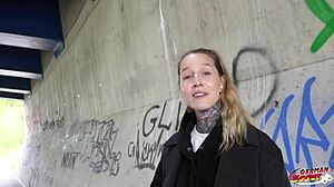 german scout picks up tattoo model lisa for casting