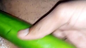 Sexy Indian Wife Teases With Oiled Pussy And Naughty Cucumber Play