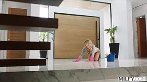 MILF Heidi helps her stepson's friend clean up