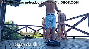 Curvy redhead banged on balcony