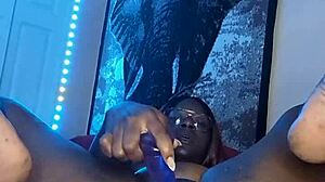 Ebony men enjoy double penetration with toys and wet pussies.