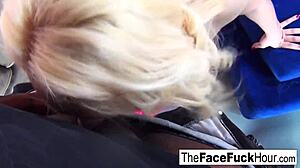 Cute Blonde Chick's Face Wrecked by Two Hard Cocks