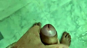 Gordinho enjoys a steamy solo session in the bathroom shower