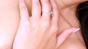 Wow! Glamorous Brunette Mommy Naked on Sofa for Close-Up Teasing!