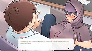 tsundere milf giving titjob under muslim boss's desk