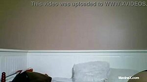 brunette maxine x enjoys deep toy play in boots