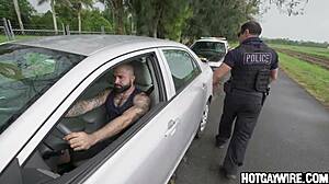 Cop get a surprise when he asked him to pull over - gay porn