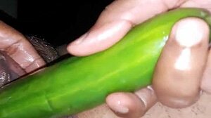 Sexy Indian Wife Teases With Oiled Pussy And Naughty Cucumber Play