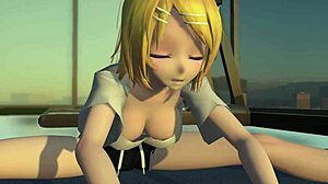 Rin discovers the massage chair's relaxing features