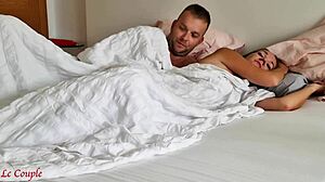 Husband wakes up wife in the morning with a surprise insertion. Making her moan loudly.