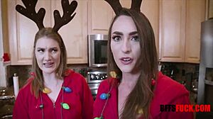 Blonde best friends in Christmas gangbang.