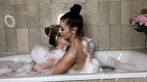 nelly kent and gina gerson engage in passionate sex in the bathroom, exploring each other's bodies with kissing and oral