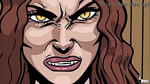 vampire queen subtly submits to the powerful big black cock dominating her in anime style