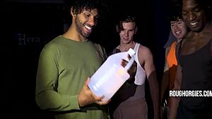 love for all and cum for all in this gay foursome with oiled assholes.