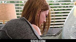 Stepsister Alex Jane can't stop sucking her stepbrother's cock after tasting it! 🍆