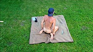 Skinny gay guy gets dominated at outdoor BDSM party
