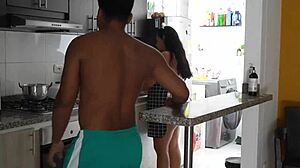I sneakily bang my stepsister's tight pussy in the kitchen