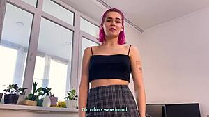 pov blowjob leads to missionary cowgirl doggystyle. cum lands on skirt in amateur session.