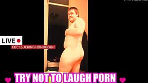silly gay guy sucking cock in try not to laugh porn