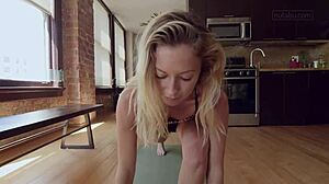 Petite Yoga Babe Trembles in Orgasm!