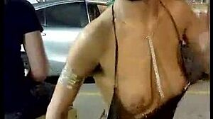 Hairy Cosplay Babe Dancing with Nip Slip Upskirt in Public