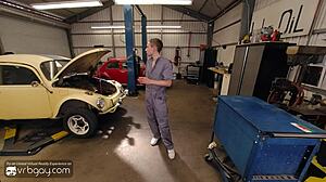 I, gay twink mechanic, gave hot blowjob, fucked anal, bent over doggystyle, riding bareback, cum in mouth before boss coming.