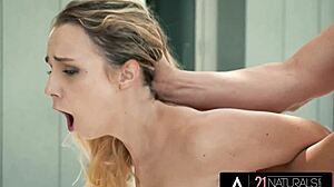 Cute starlet mona blue's wet pussy drilled intensely.