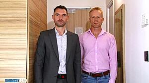 Handsome muscled guys wanking big dicks in shower