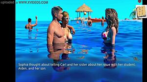 Blonde teen wife seduces her stepmother in cartoon.