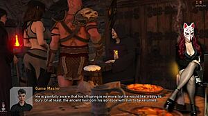 Busty elf girls dildo each other in anime cosplay.