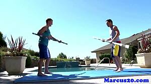 Gay bottom jock assfucked outdoors