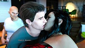 anna plays exciting game in bar with affection