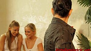 Teens disciplined by lezdom piano teacher in group session