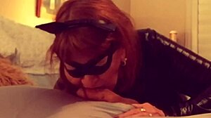 catgranny in cosplay sucks batman's cock like a mature milf