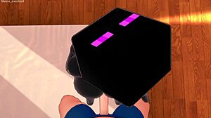Girlfriend dresses as Enderman for hentai 3D Minecraft bed play