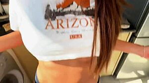 perfect latina teen in calvins makes him cum during dinner cooking