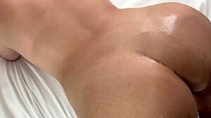 Step mom begged step son for a relaxing massage session. Her big curves needed attention.