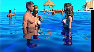 Blonde teen wife seduces her stepmother in cartoon.